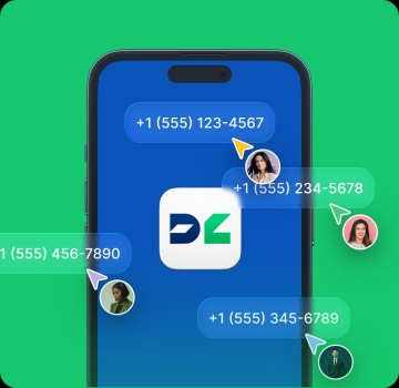 A mobile phone screen in the center, showcasing the number porting process