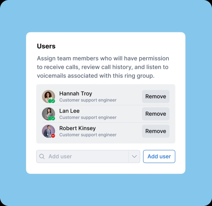 Assign users to a ring group