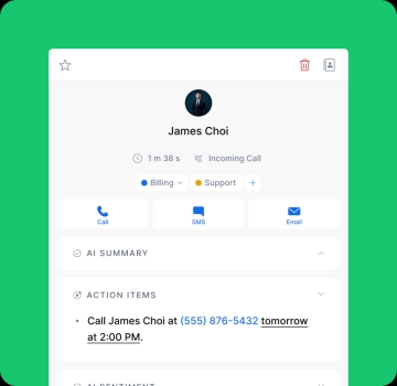 Caller info with scheduled callback option activated