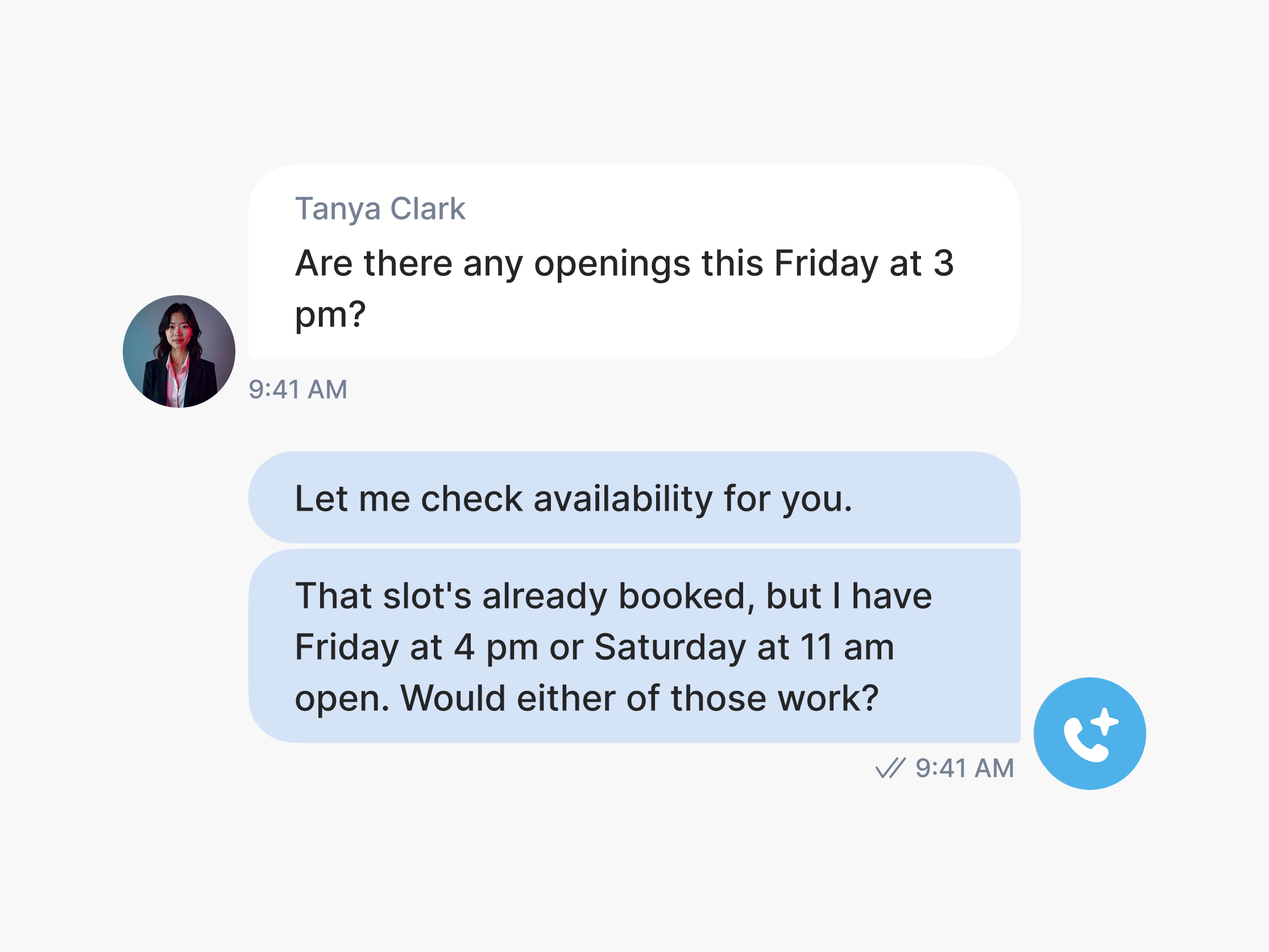 AI voice agent checking appointment availability for a customer