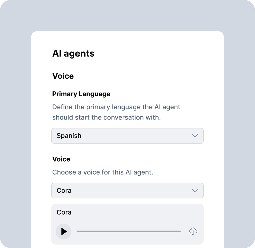 Define the primary language for AI voice agents