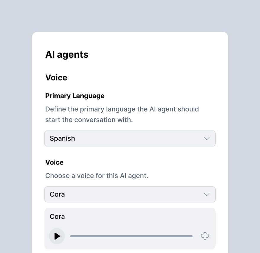Define the primary language for AI voice agents