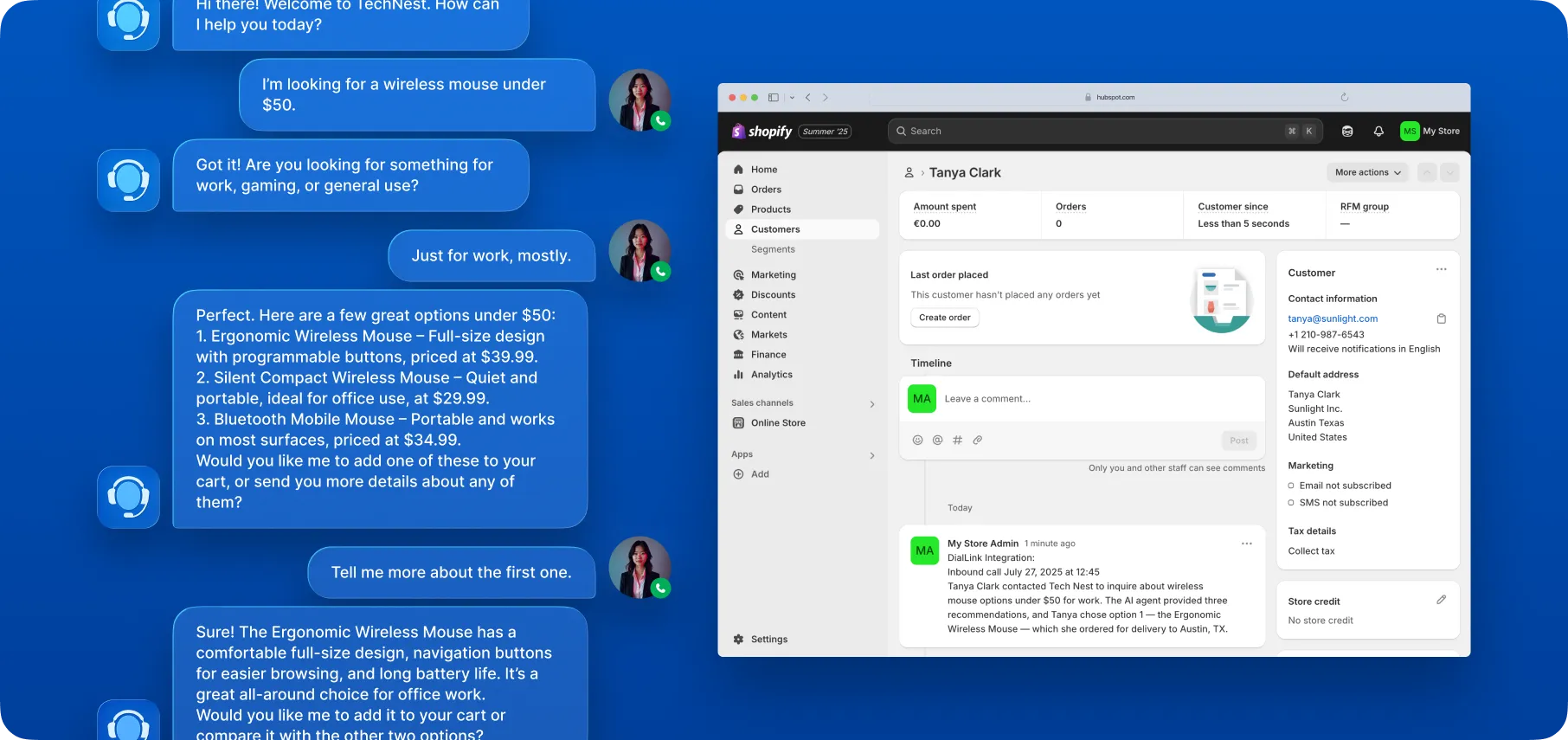 The settings connecting AI voice agents to billing system