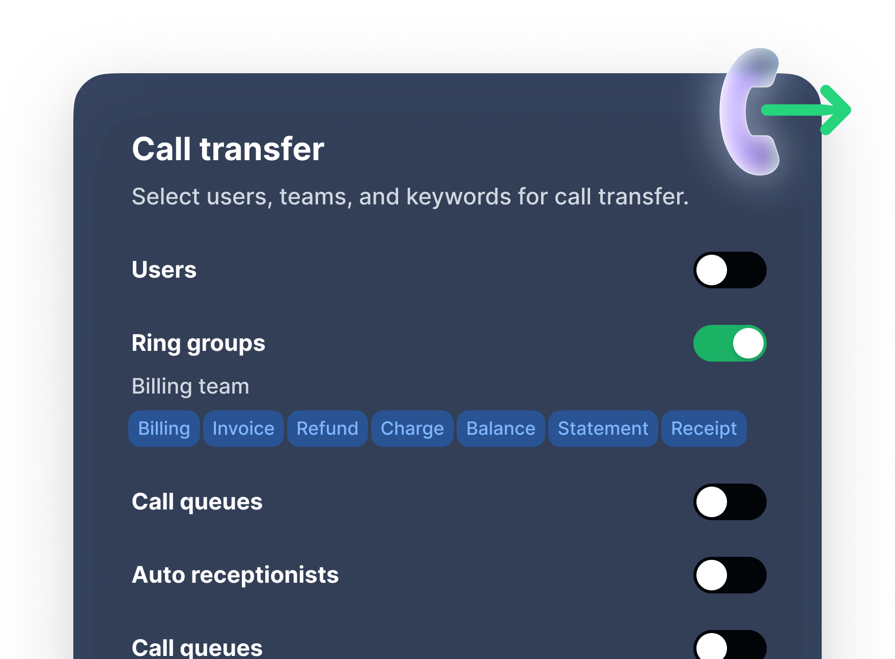 Set call routing rules image
