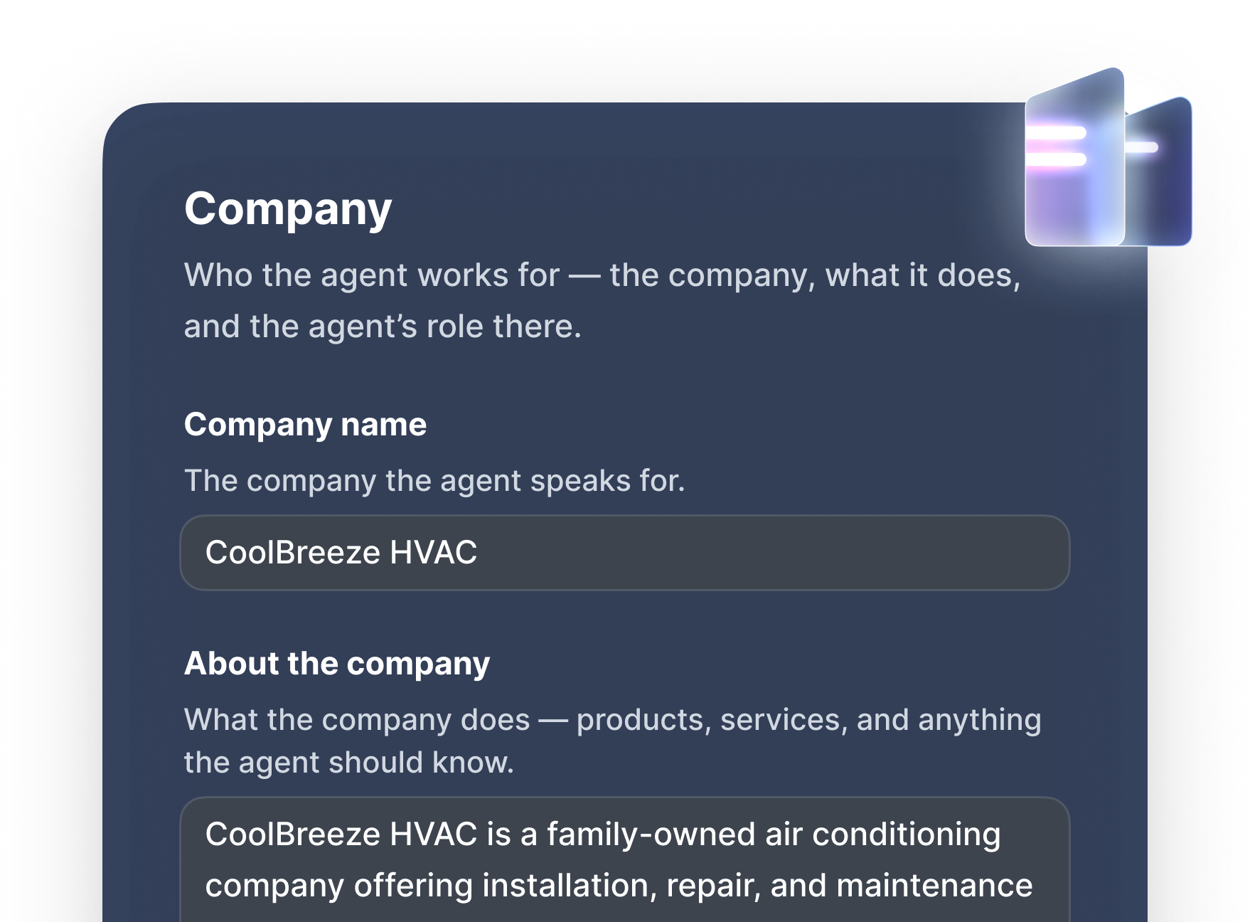 Greeting massage that AI agent will use