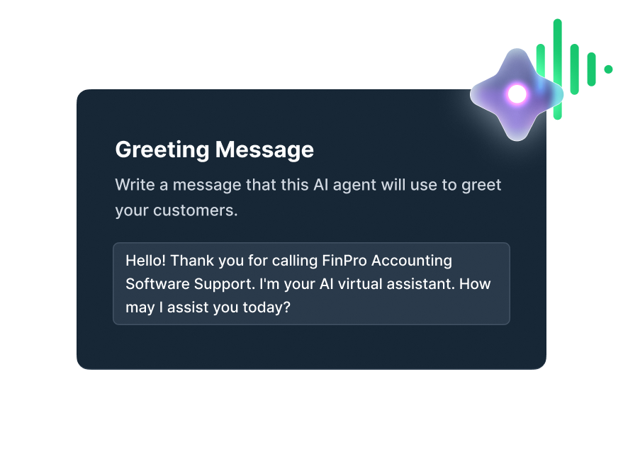 Greeting massage that AI agent will use