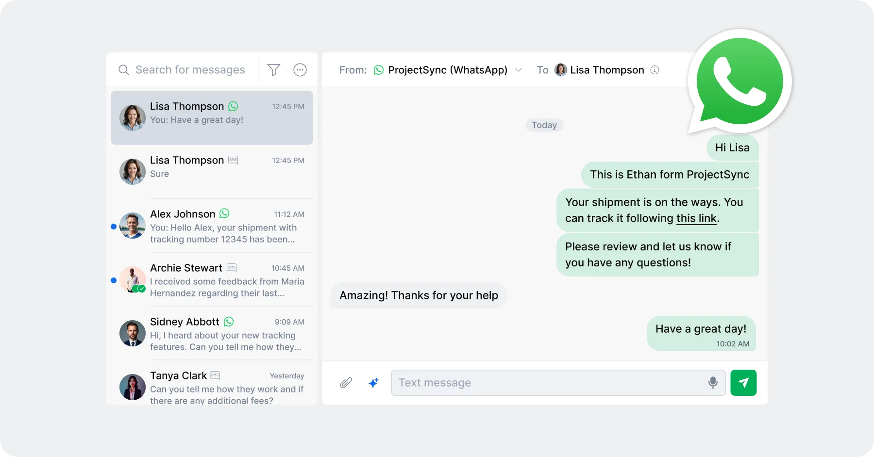 Expand customer reach by adding WhatsApp business messages image