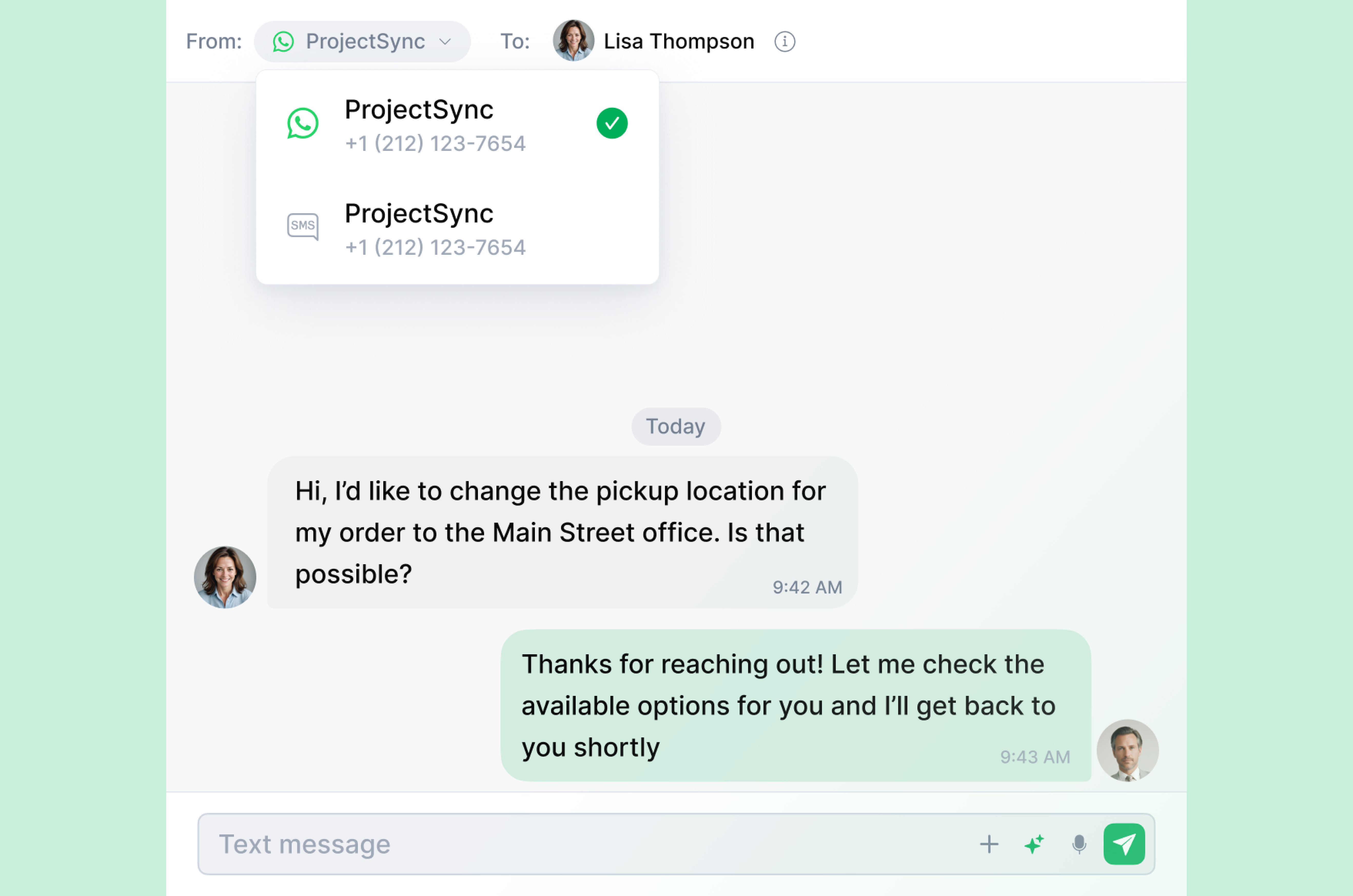 Expand customer reach by adding WhatsApp business messages image