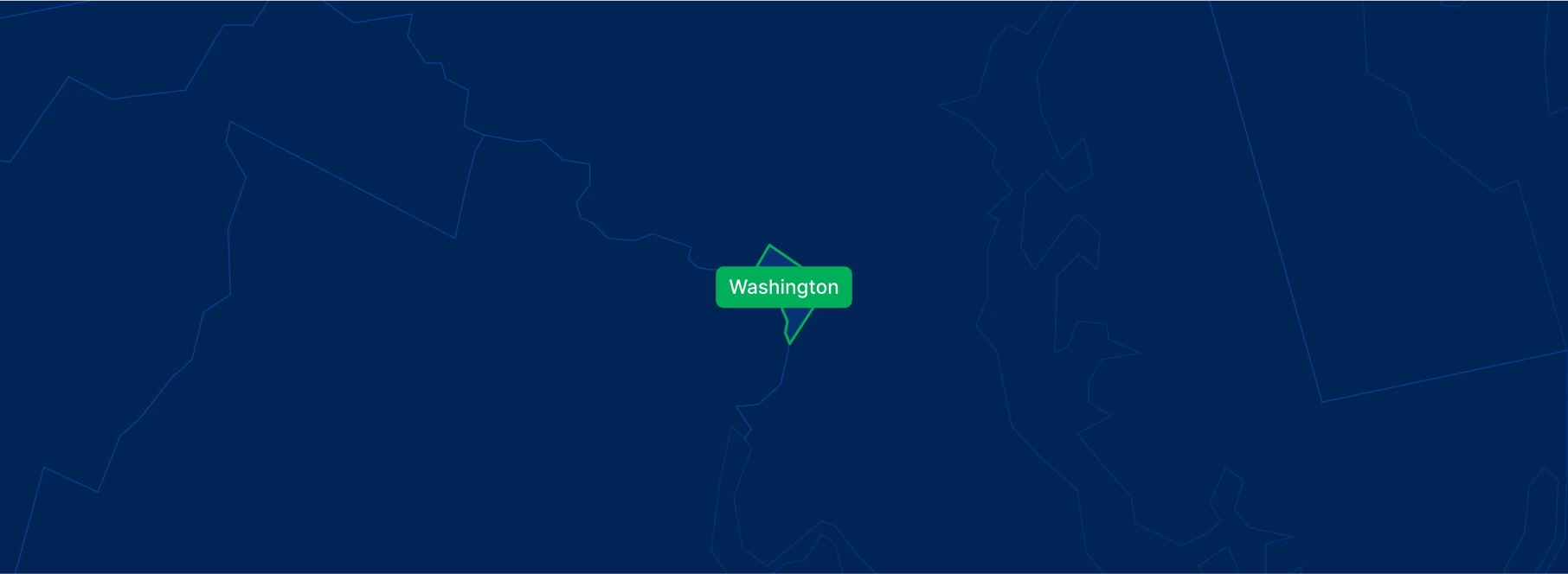 Display the District of Columbia state on the map with highlighted cities – Washington.