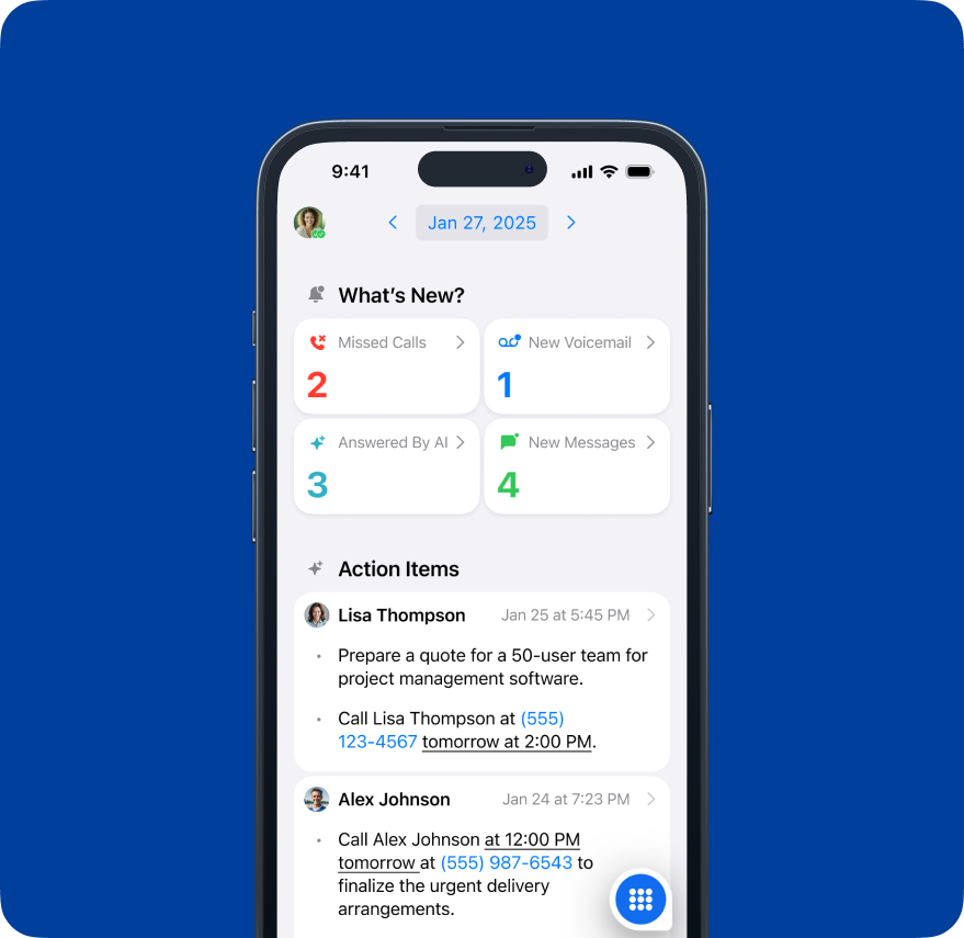 Mobile interface showing homepage