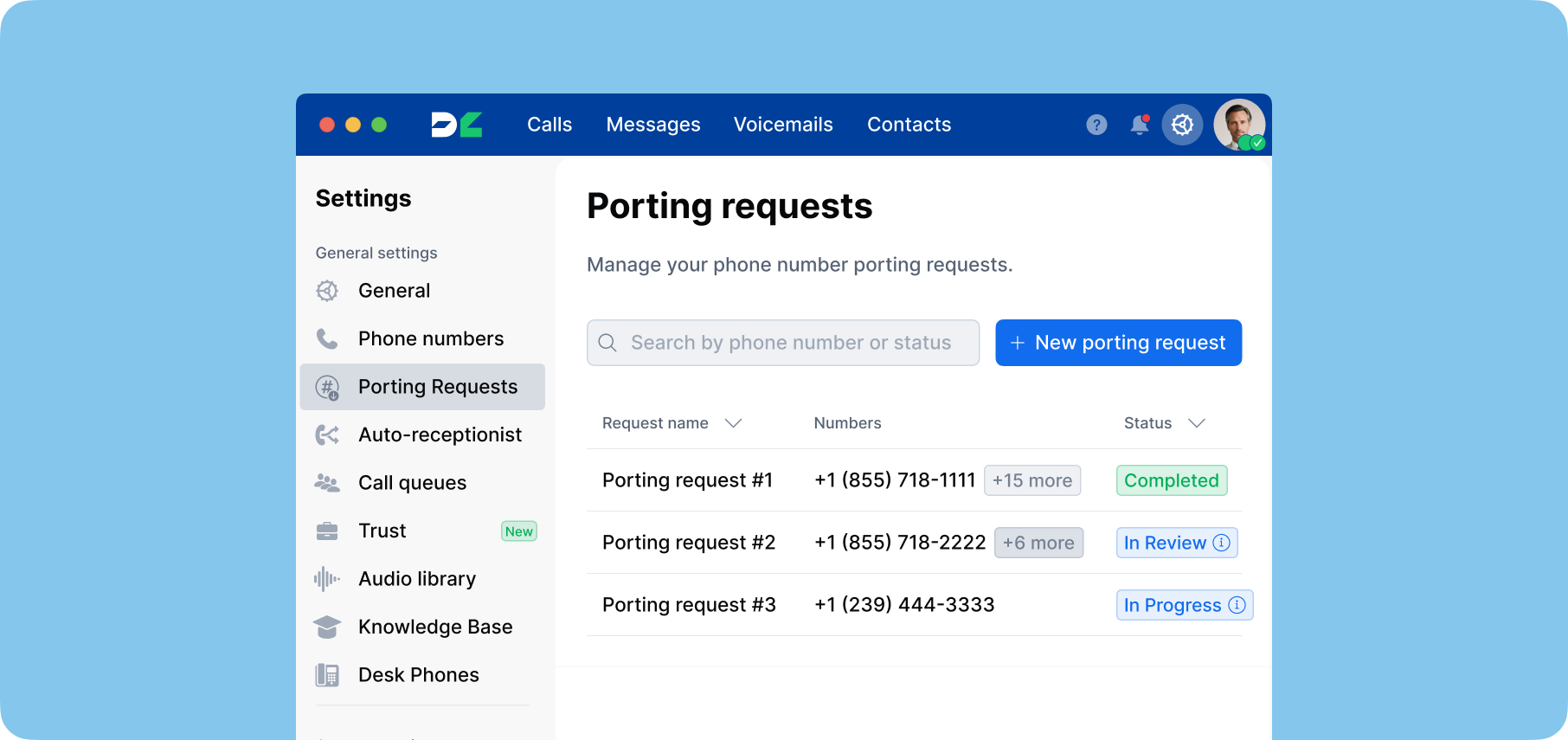 Porting request table