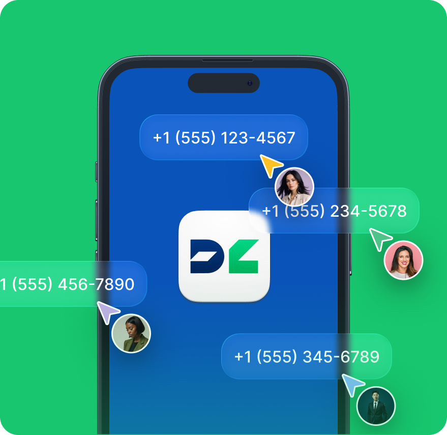 A mobile phone screen in the center, showcasing the number porting process