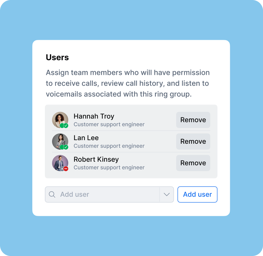 Assign users to a ring group