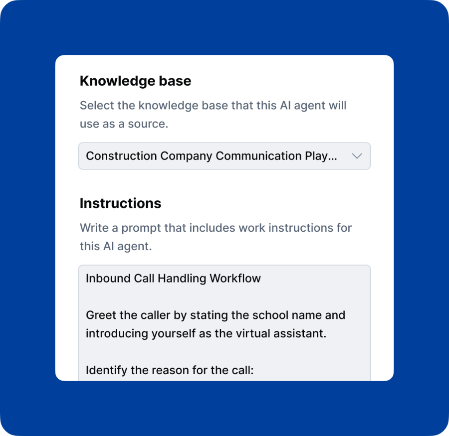 AI voice agent settings