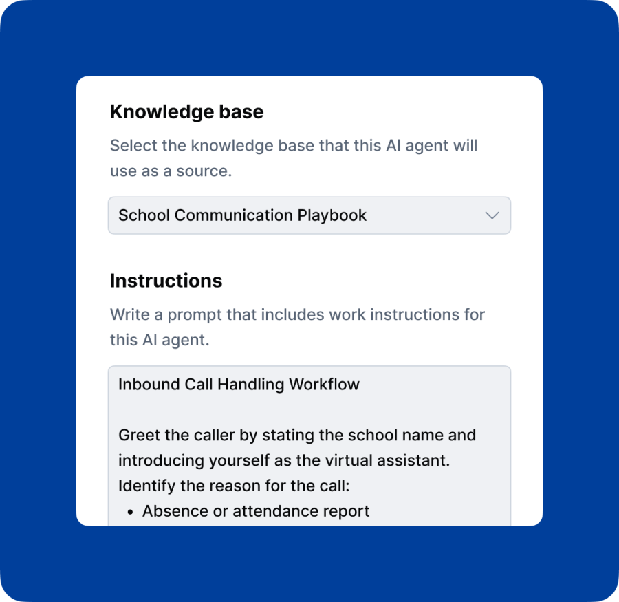 AI voice agent settings