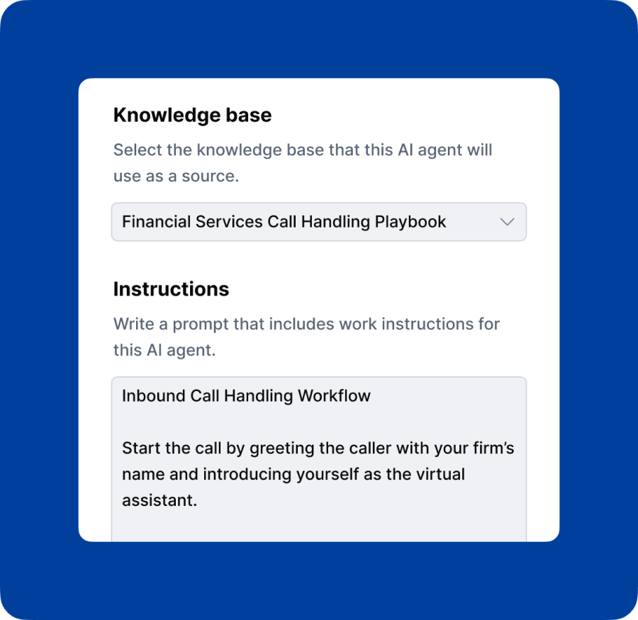 AI voice agent settings