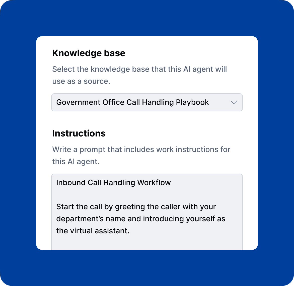AI voice agent settings