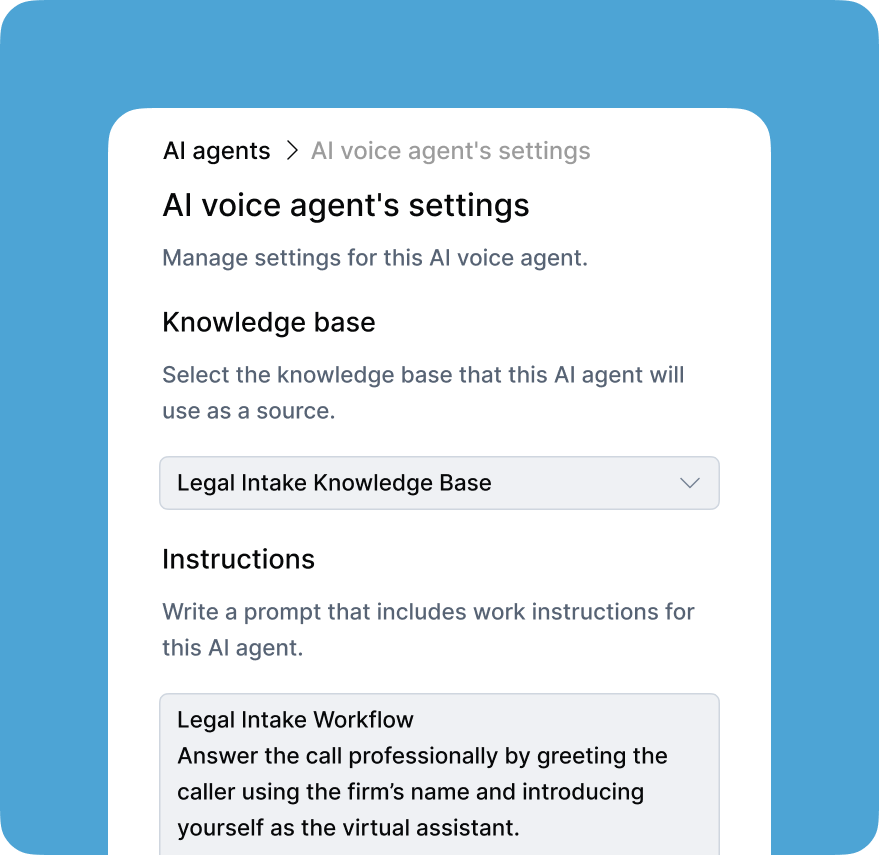 AI voice agent configuration