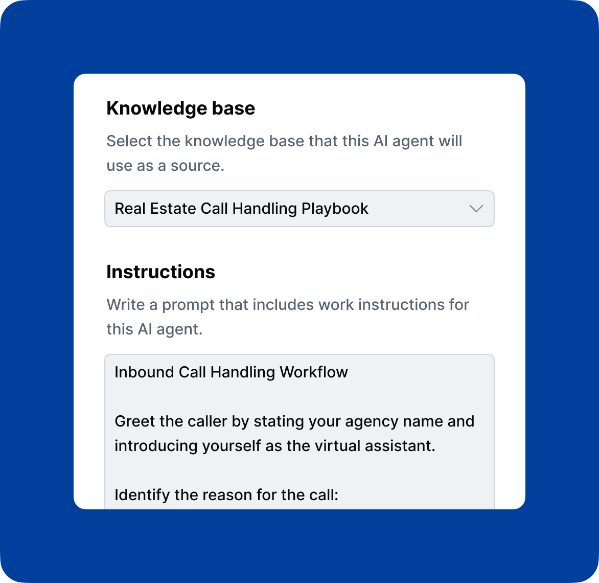 AI voice agent settings