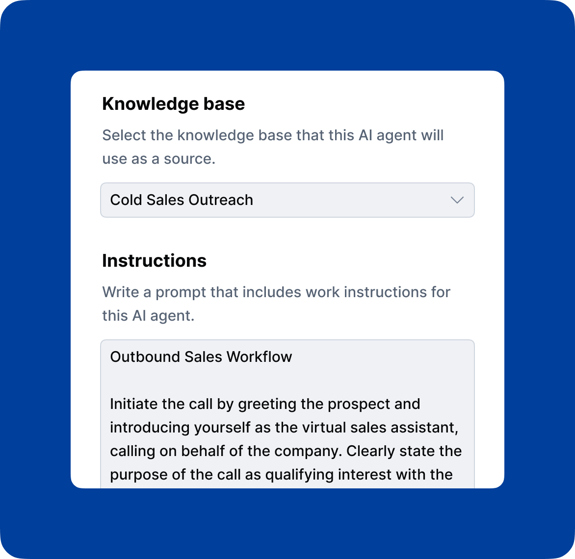 AI voice agent configuration