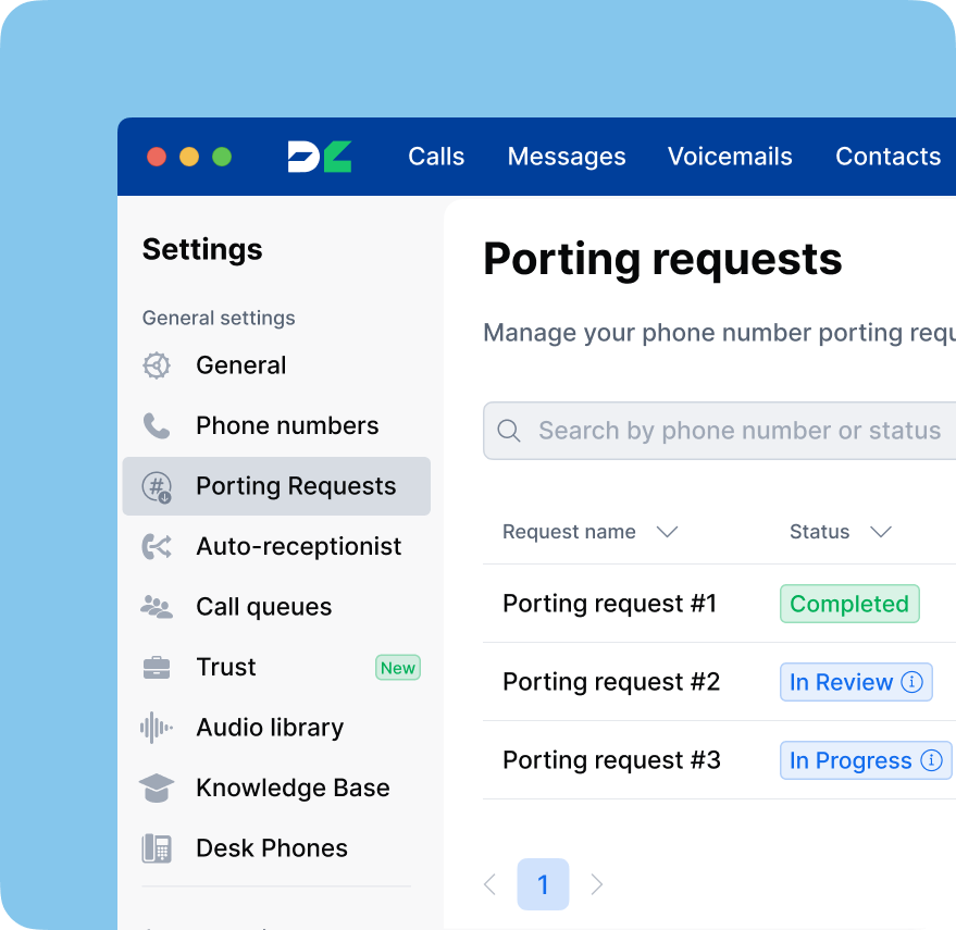 Number porting requests