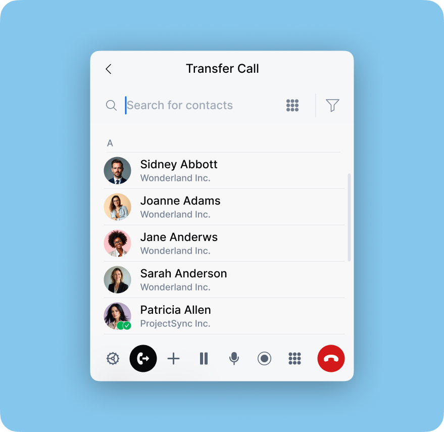 Fast call resolution with call transfers
