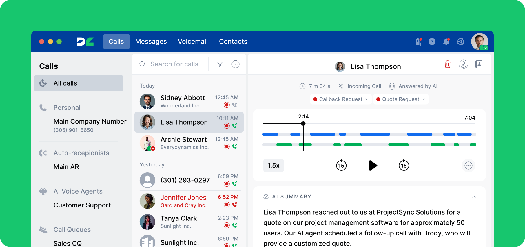 DialLink web interface