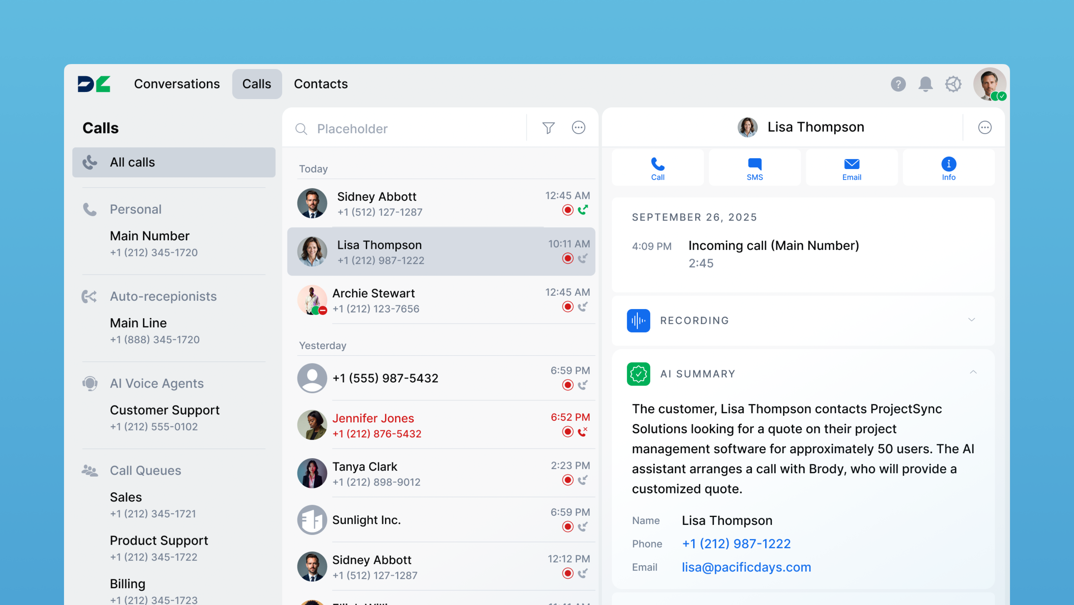 DialLink web interface