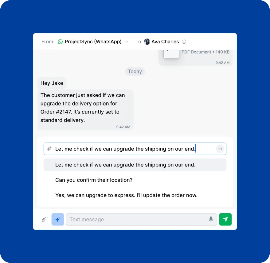 AI-suggested messages