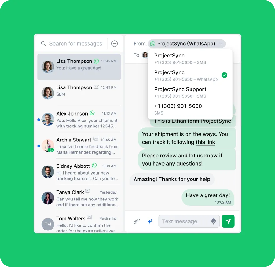 WhatsApp conversations with different people