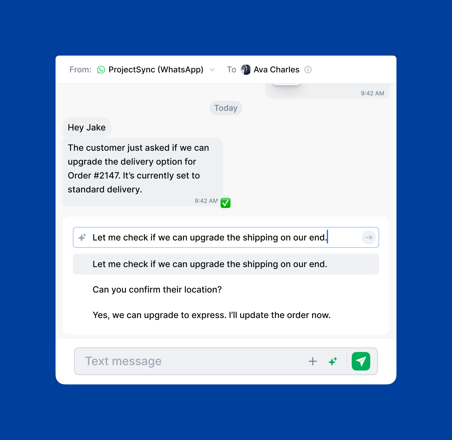 AI-suggested messages