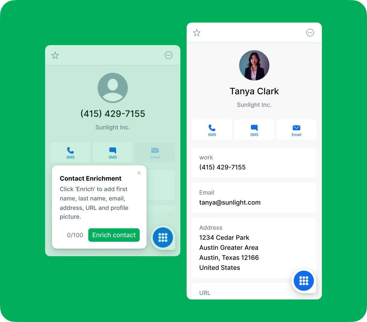 Contact Enrichment in DialLink cloud phone system