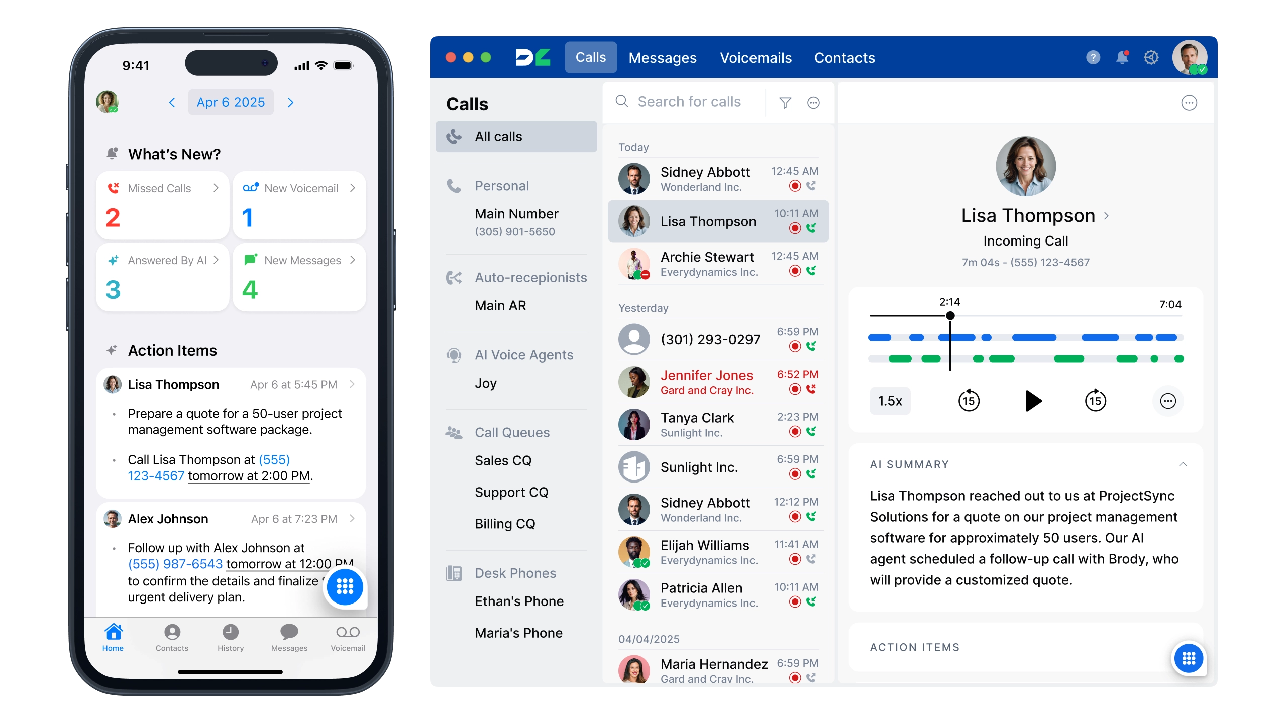 DialLink cloud phone system mobile and desktop apps