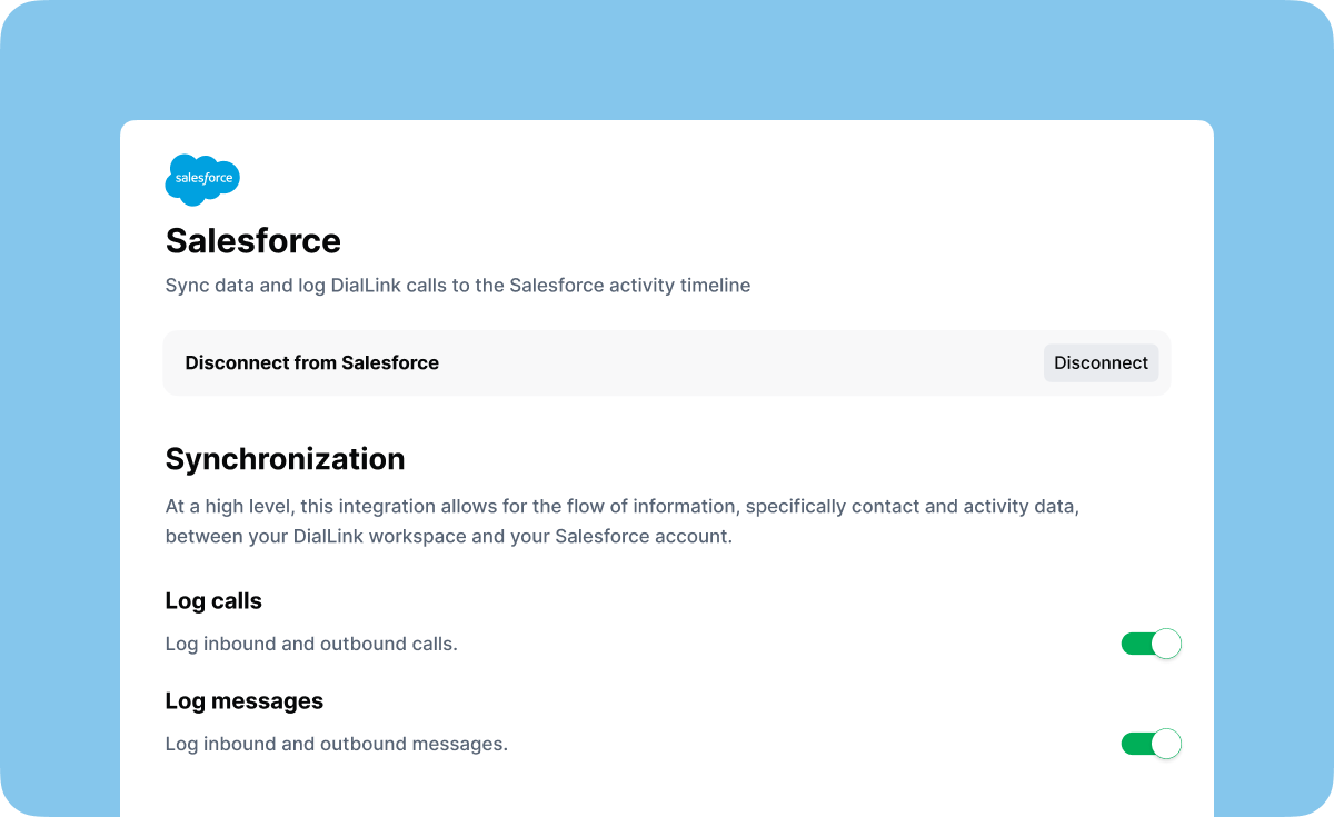 Salesforce integration with DialLink
