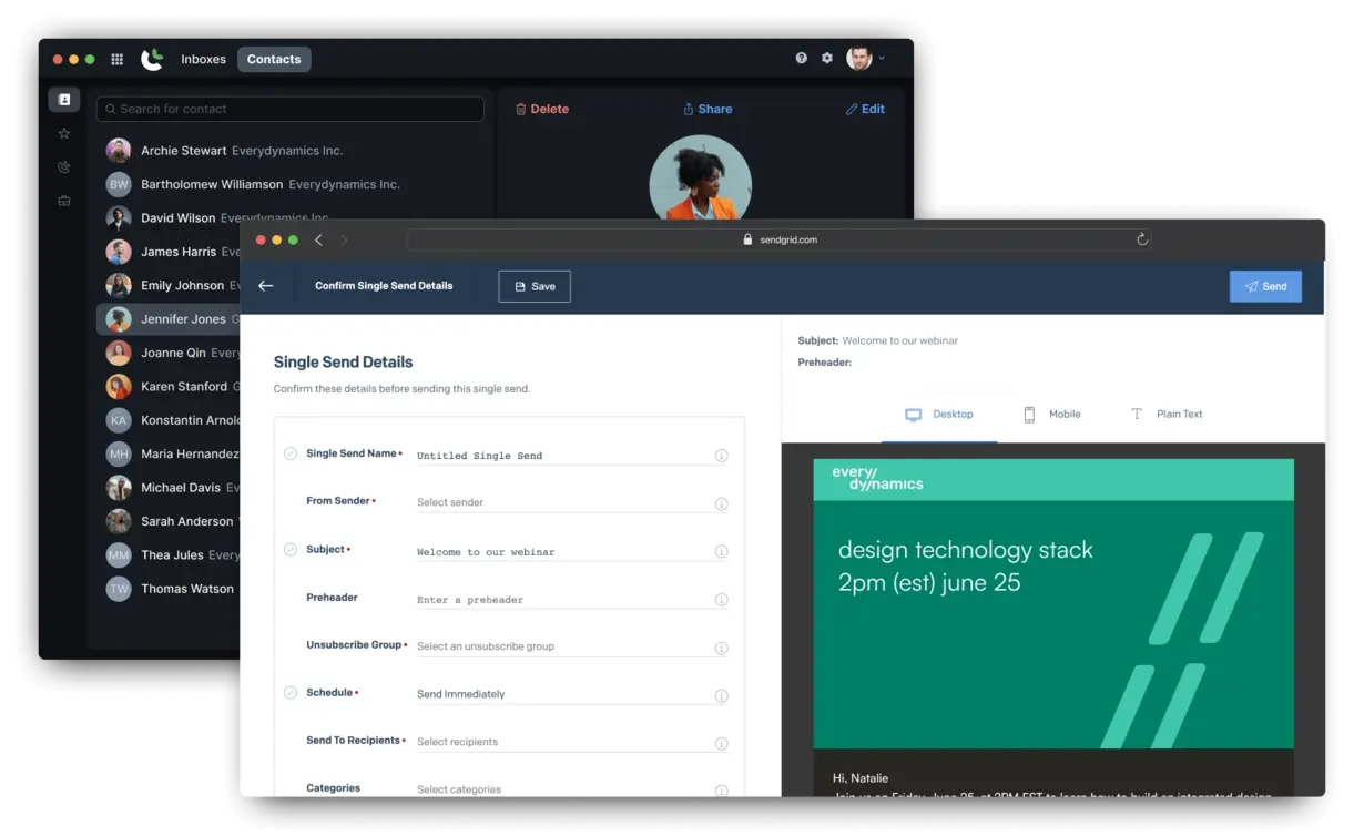 SendGrid integration for DialLink