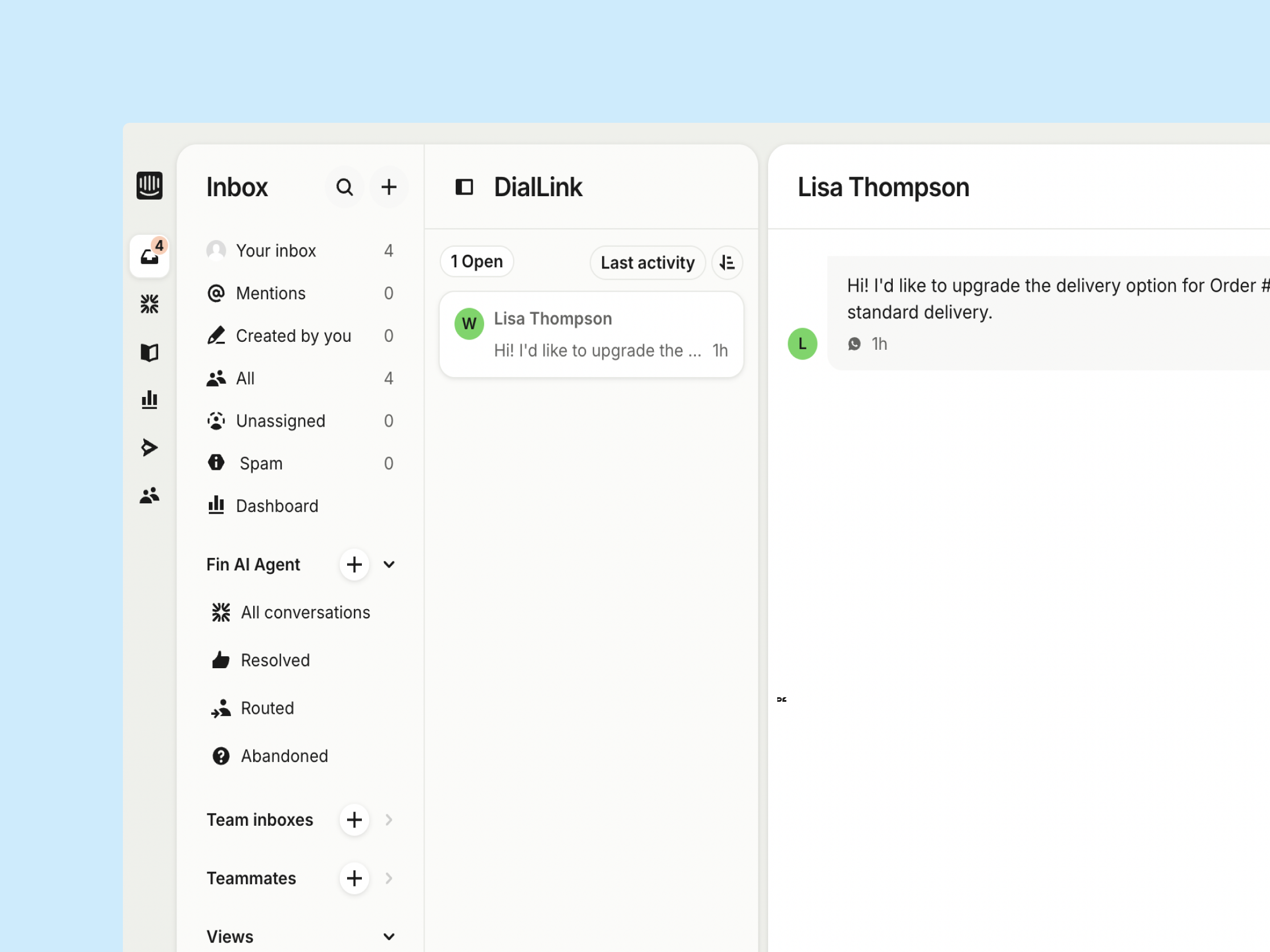 Intercom integration in DialLink Integration Marketplace