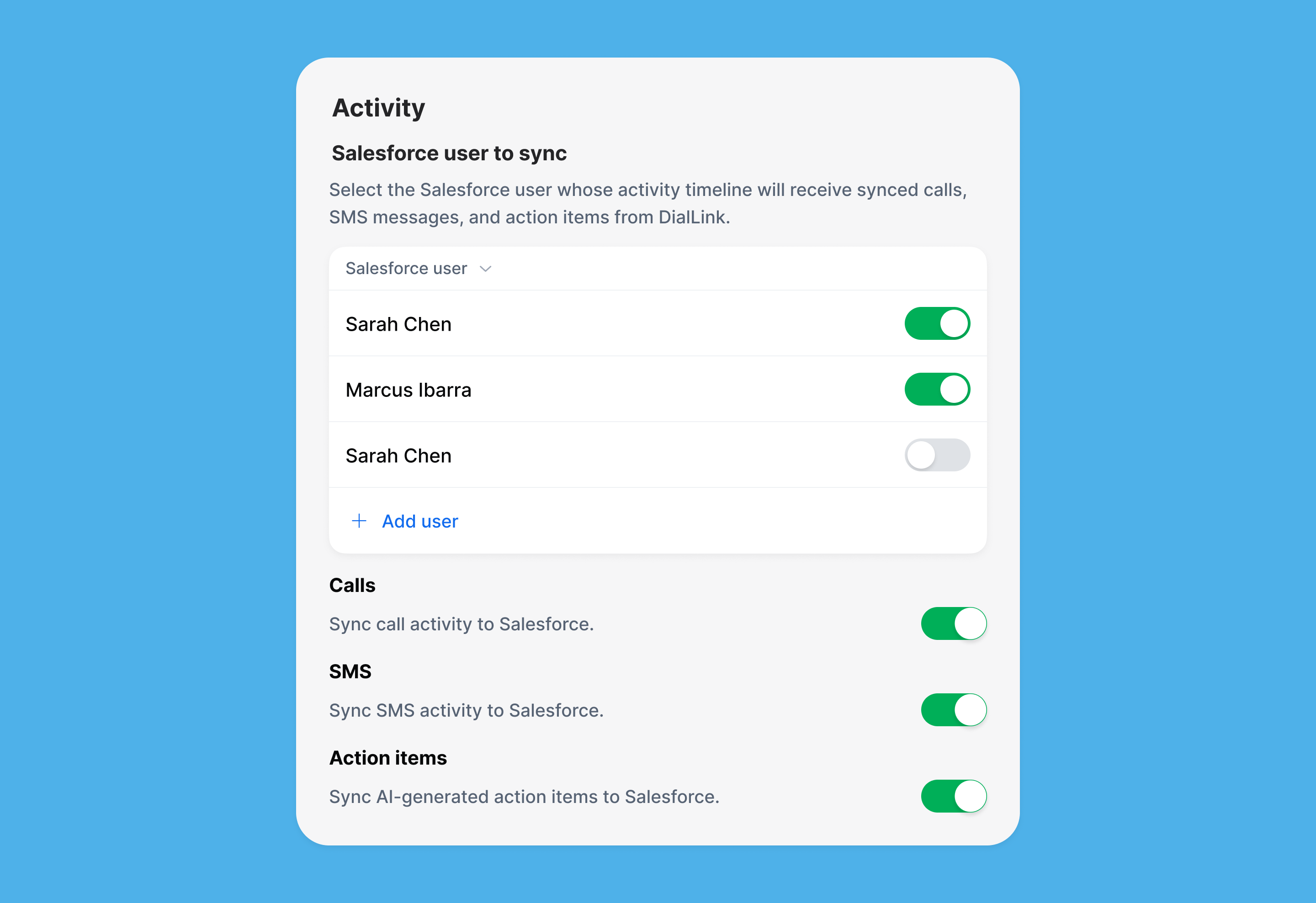 Salesforce integration with DialLink