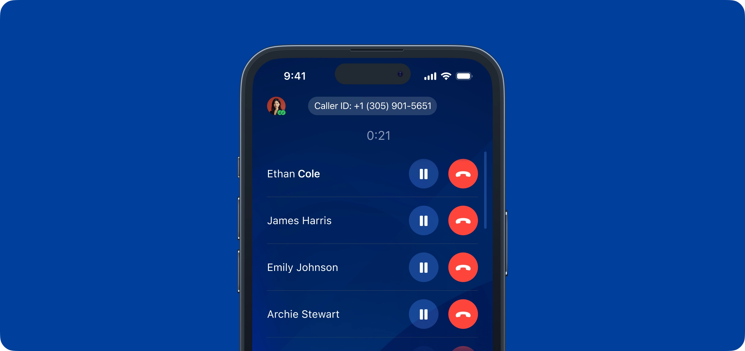 Easily put any active call on hold to accept or make another call