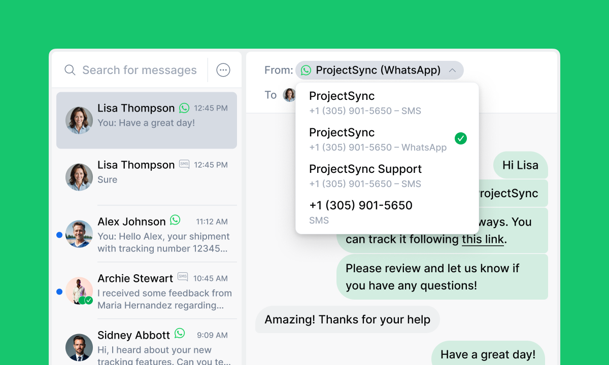 Unified view of messages